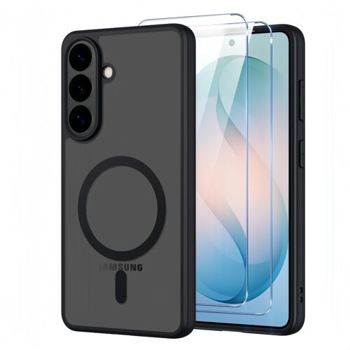 Coque Mat Magnétique pour Samsung Galaxy S26 Plus 5G - 2 Verre Trempé, Compatible avec MagSafe, Translucide Antichoc - HQSELECTION®