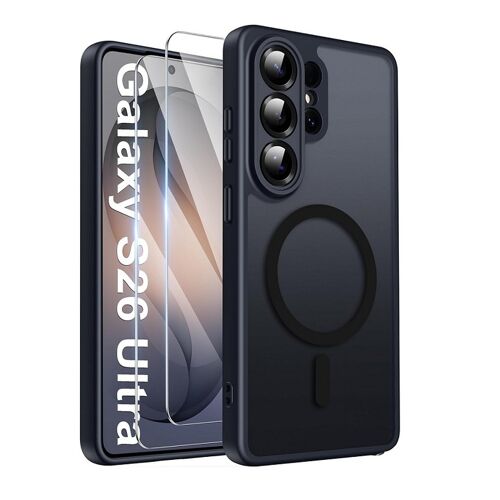 Coque Mat Magnétique pour Samsung Galaxy S26 ULTRA 5G - 2 Verre Trempé, Compatible avec MagSafe, Translucide Antichoc - HQSELECTION®