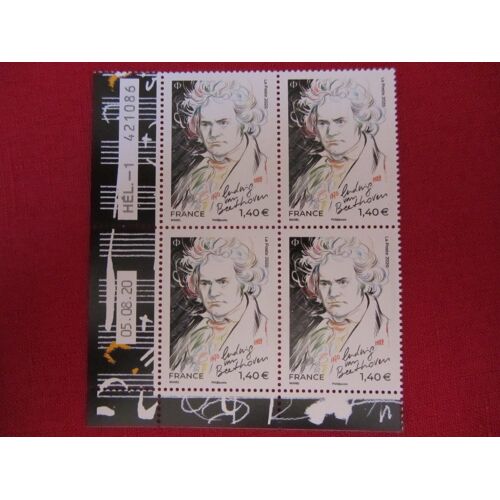 Bloc De 4 Timbres N° 5436 Ludwig Van Beethoven (Coin Date 05/08/2020)