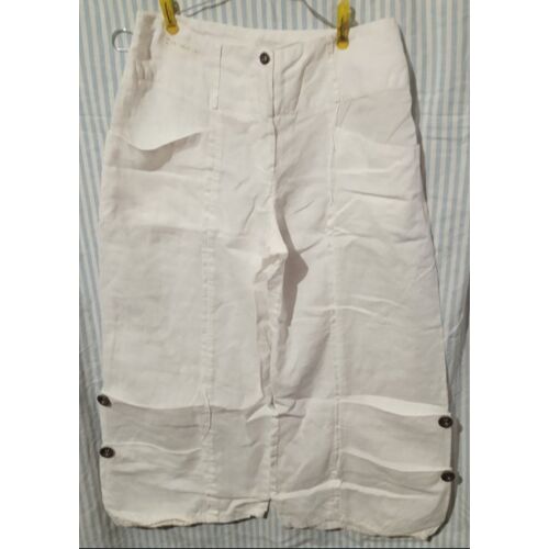 Pantacourt Femme - " Patrice Breal " - Blanc - 100% Lin - Taille 38