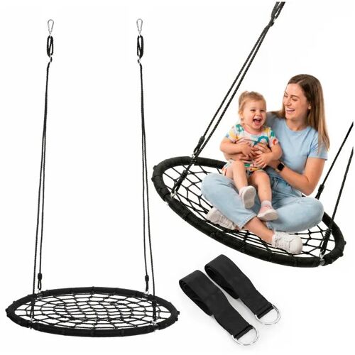 Balançoire Nid D¿Oiseau Xxl 100 Cm Pour Enfants Et Adultes, Balançoire De Jardin Suspendue, Charge Maximale 120 Kg, Noire, Springos®