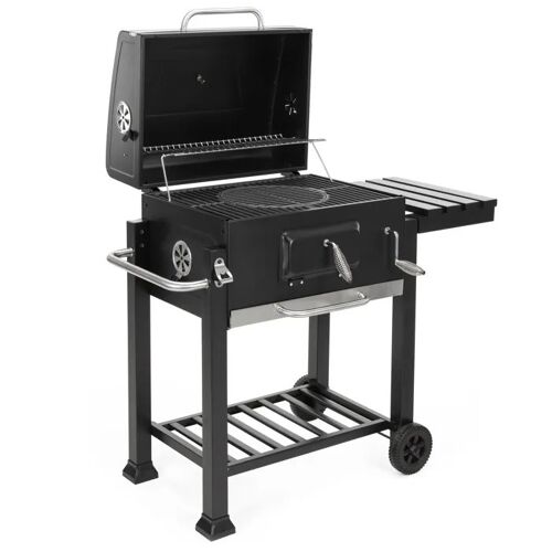 Springos® Gril à charbon XXL avec couvercle ¿ grille émaillée, cendrier et thermomètre