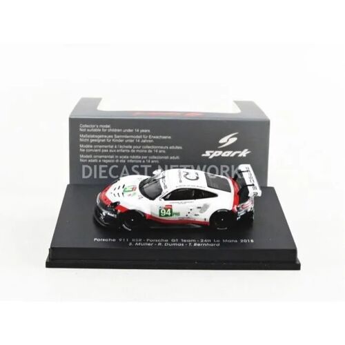 Voiture Miniature de Collection - SPARK 1/87 - PORSCHE 911 RSR - Le Mans 2018 - White / Red / Black - 87S145