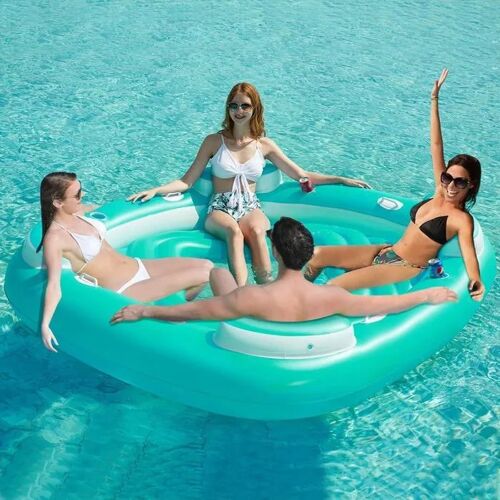 Jasonwell Flotteur Géant Xl Vert - Gonflable Multi-Personnes Avec Porte-Gobelets Pour Piscine, Lac Et Plage - Détente Adulte.
