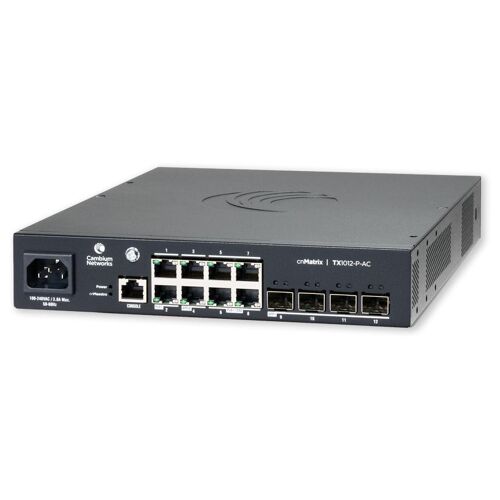 Cambium Networks cnMatrix Switch TX1012-P-AC Géré L2/L3 Gigabit Ethernet (10/100/1000) Connexion Ethernet, supportant l'alimentation via ce port (PoE) Noir