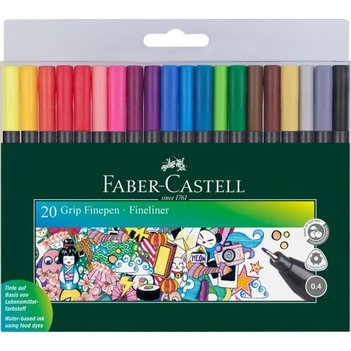 Faber-Castell Grip Stylo Fin Multicolore 20 Pièces