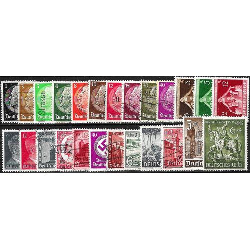 Allemagne, 3ème Reich 1933 / 1944, Joli Lot Déstockage 25 Timbres Oblitérés À 10% De La Cote.