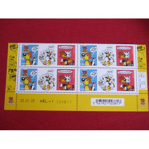 Bloc De 4 Timbres 75 Ans De Pif (Coin Date 23/01/23)