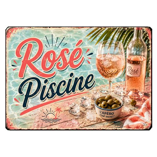 Planche Verre Rosé Piscine Apéro D'été 29 X 20 Cm