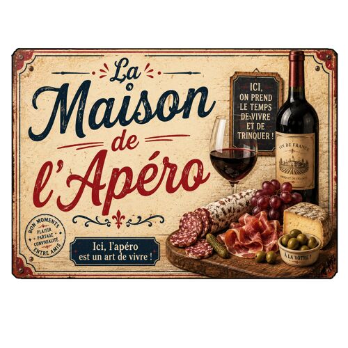Planche Verre La Maison De L'apéro Vin Et Charcuterie 29x20 C