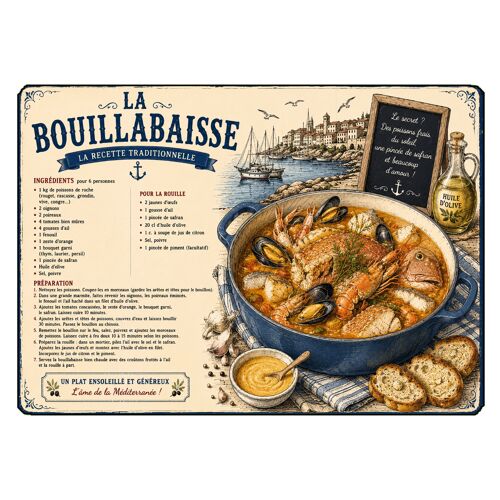 Planche Verre Recette Traditionnelle Bouillabaisse 29 X 20 Cm