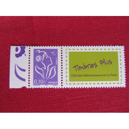 Marianne Lamouche 0.10 Violet : Timbre Avec Vignette "Timbre Plus" Venant Du Feuillet N° F3916a (Offert Dans Certaines Commandes - Non Mis En Vente)