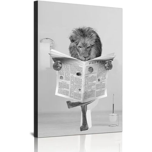 Tableau sur toile Lion noir et blanc moderne 1 pièce impression haute résolution sans cadre bordure au choix 50 x 70 cm déco