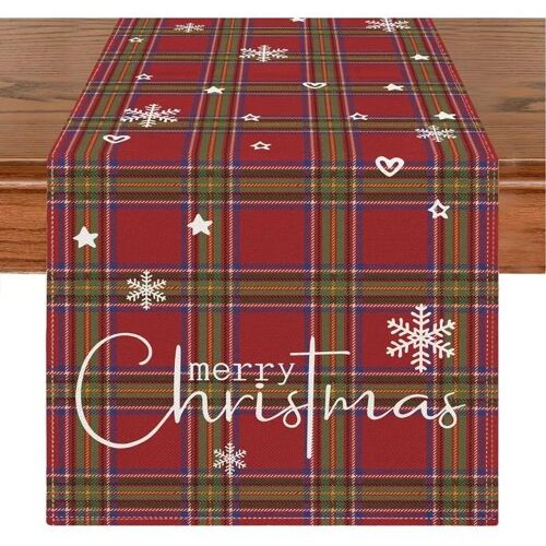 Chemin De Table Fête Pour Noël Rouge Flocons De Neige 140 X 40 Cm En Fibre Décorative Décoration Hiver Pour Table À Manger Buffet
