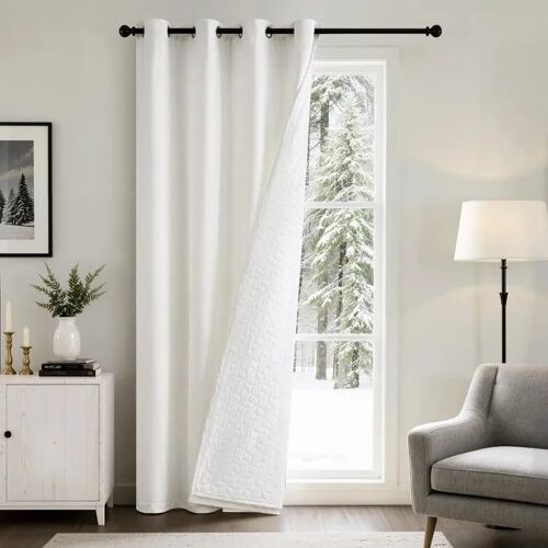 Rideau Thermique Occultant En Velours Blanc 260x132 Cm, Rideau Isolant Froid Double Épaisseur Avec 8 ?illets Pour Salon Et Chambre