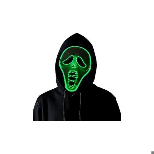 Masque Halloween Led Ghost Scream En Pvc Avec 3 Modes D¿Éclairage, Télécommande, Taille Universelle, Dimensions 30,5 X 18 Cm