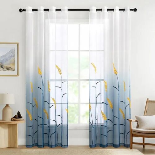 Rideaux Voilages En Tulle Avec ?illets Métalliques Blanc Transparent 2 Pièces, Polyester 100% 225x140 Cm Par Panneau