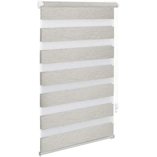 Store Jour-Nuit Obdeco 50x130 Cm Beige, Rideau Enrouleur Double Sans Perçage, Réglage Lumière, Fixation Facile Pour Fenêtre Et
