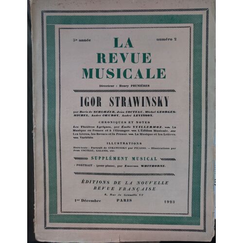 La Revue Musicale / 5e Année/N° 2/1923  "Igor Strawinsky"