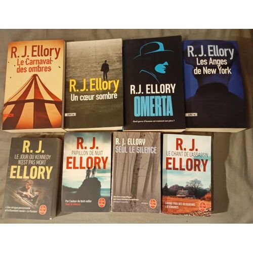 Lot 8 R J Ellory Omerta, Un Coeur Sombre, La Carnaval Des Ombres, Les Anges De New York Seul Le Silence, Le Chant De L' Assassin, Papillon De Nuit, Le Jour Où Kennedy N' Est Pas Mort