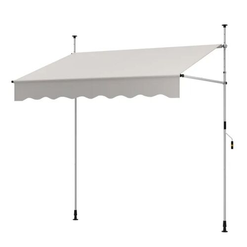 Costway Store Banne Manuel Rétractable 2,5 X 1,2/1,35/1,5m - Manivelle Hauteur Réglable 210-300cm Anti Uv - Ombre De 0° À 180° Blanc