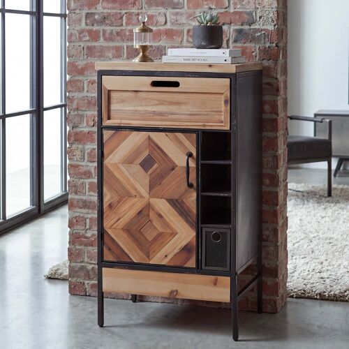 Commode de pharmacie HWC-Q77, armoire, commode, tiroirs, compartiments de rangement, style industriel vintage/shabby, bois et métal, 85 x 45 x 35 cm