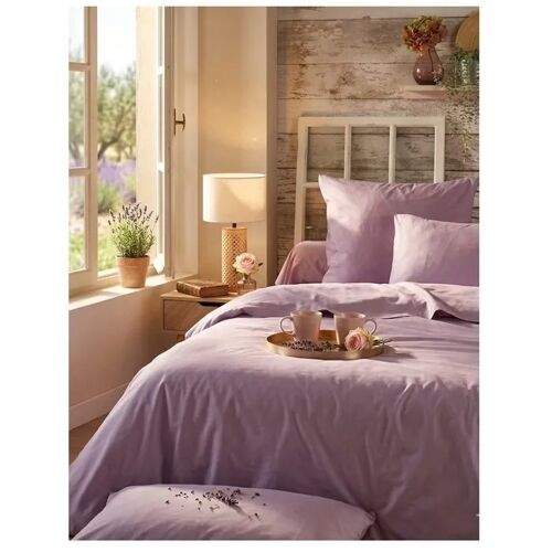 Drap Housse Percale De Coton 160 X 200 Cm Elysee Parme Violet