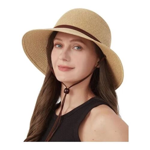 Chapeau D¿Été - Nikcorp - Chapeau D¿Été - Paille De Papier - Beige - Bords Larges Protection Uv