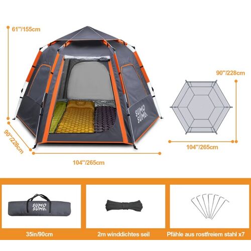 Tente De Camping Instantanée Automatique 3-4 Personnes ¿ Imperméable &amp; Anti-Uv