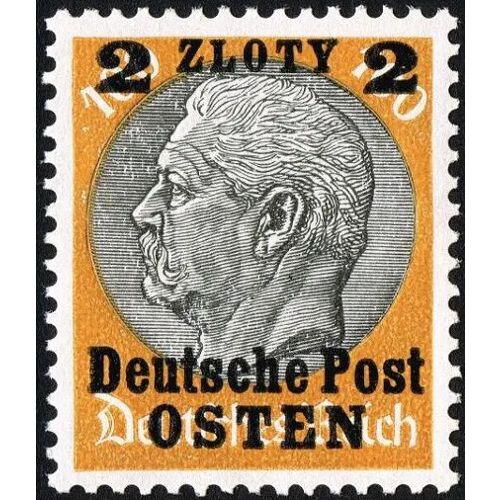Pologne, Occupation Allemande, General Gouvernement, 1939, Beau Timbre Neuf* Yvert 29, Maréchal Hindenburg - 100 Pf Gris & Orange, Surchargé "Deutsche Post - Osten - 2 Zl".