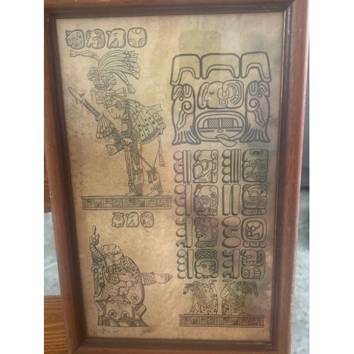 Une Reproduction Décorative D’Un Codex  Tableau Mésoaméricain Aztèque Maya  Des Glyphes Anciendes Guerriers En Tenue Cérémonielle