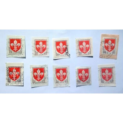 Lot 10 Timbres France - Yt 1230 - 0,05f - 1960 - Armoiries De Lille (Nouveaux Francs)