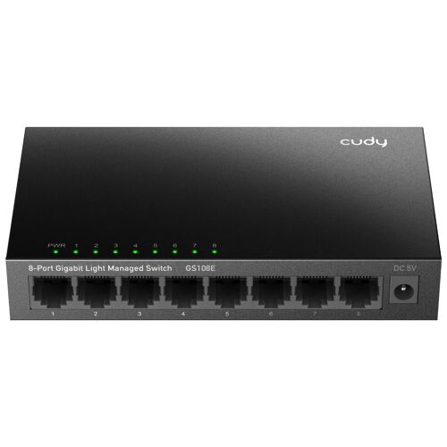 Cudy 8-Port Gigabit Easy-Managed Switch, GS108E 1.0 Géré L2 Gigabit Ethernet (10/100/1000) Noir