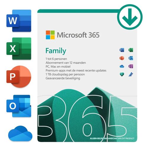 Microsoft Office 365 Family 6 Utilisatuers & 6 To Stockage Onedrive - Licence 1 An - Idéal Pc/Mac/Mobile