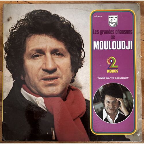 Double Disque Vinyle 33t "Les Grandes Chansons De Mouloudji" , Comme Un P'Tit Coquelicot , Le Déserteur, Le Galérien, Rue De Lappe, Mon Pot Le Gitan, Il Suffit D'Un Baiser, Petite Fleur, Julie, Etc...