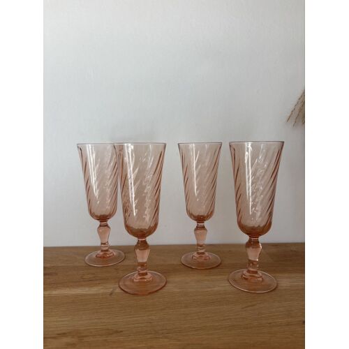 Vintage Lot De 4 Flûtes À Champagne Rosaline Luminarc