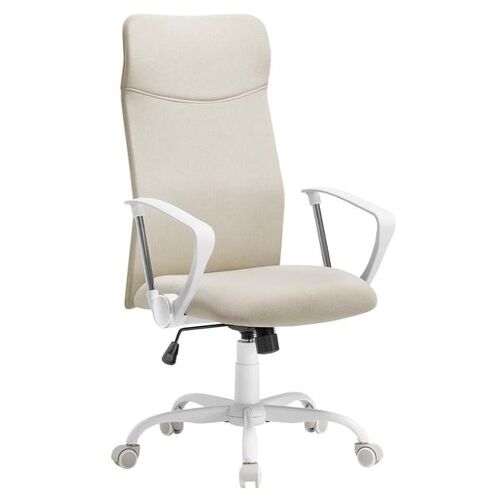 Fauteuil de bureau, Ergonomique, Siège Pivotant, Assise Rembourrée, Réglable en hauteur et Inclinable, Capacité de charge 120 Kg, Beige Cappuccino
