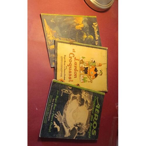 Lot De 3 Livres Pour Enfants Aux Éditions Du Puy Pelu - Lyon - Aéros - Lardon Et Croquesel - Djihula La Secrete - Roger Roux Et Pierre Probst - Années 1940 .
