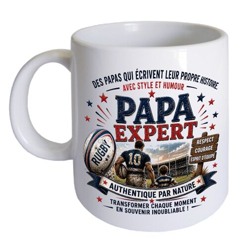 Mug Papa Rugby 300 Ml Cadeau Original Passion Rugby