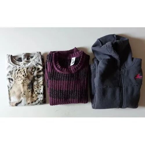 Lot Vêtements Fille - 12 / 14 Ans (158 / 164) - Hiver - 1 Veste Polaire Intérieur Peluche, 1 Pull, 1 Sweat