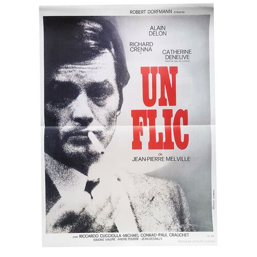 Un Flic - Affiche De Cinéma Pliée - Format 40x54 Cm - De Jean-Pierre Melville Avec Alain Delon, Richard Crenna, Catherine Deneuve - Ressortie