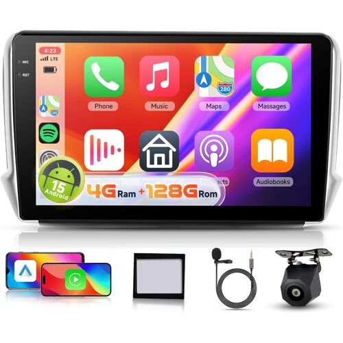 ?4+128g? Hodozzy Carplay Autoradio Pour Peugeot 208/2008 2012-2018, 10 Pouces Ecran In-Cell Android Autoradio Avec Bluetooth 5.0/Android Auto/Wifi/Gps/Rds/Fm/Usb,Caméra De Recul
