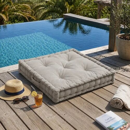 Coussin De Sol En Coton Matelassé Lin 60x60cm