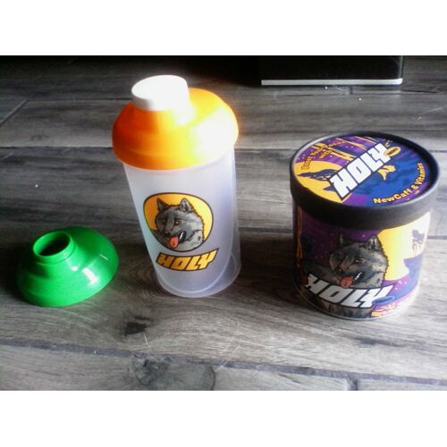 Shaker Holy 500ml Jaune Wolf Edition Loup Happy Wolf Holy Soft Drink + Couvercle Vert Et Pot Vide