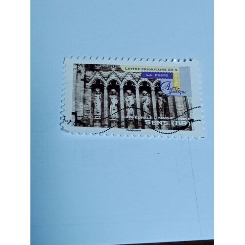 Timbre France Lettre 20g Autoadhesif Oblitere Yvert N° 552 Art Gothique Cathedrale Saint Étienne De Sens De 2011