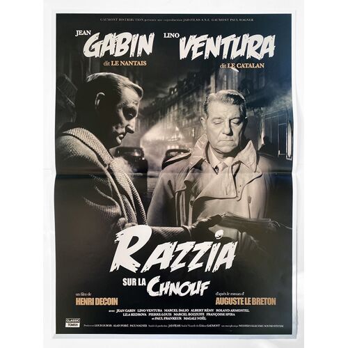 Razzia Sur La Chnouf - Affiche De Cinéma Pliée - Format 40x53 Cm - De Henri Decoin Avec Jean Gabin, Marcel Dalio, Lino Ventura, Magali Noël, Paul Frankeur - Ressortie