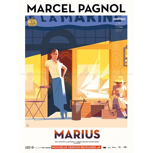 Marius - Affiche De Cinéma Pliée - Format 40x60 Cm - De Alexander Korda, Marcel Pagnol Avec Raimu, Pierre Fresnay, Orane Demazis, Fernand Charpin - 1931 Ressortie