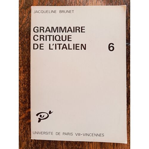 Grammaire Critique De L'Italien 6