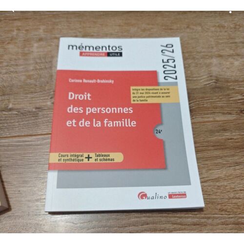 Livre De Droit, Acheté Neuf, En 1ère Année De Licence "Droits Des Personnes Et De La Famille"