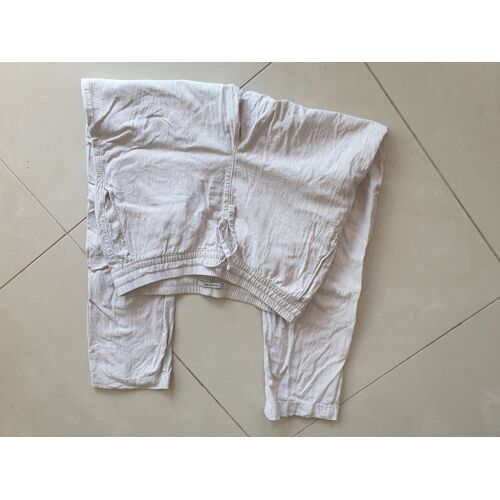 Pantalon Droit En Lin Blanc Cassé Taille S, Coupe Homme.